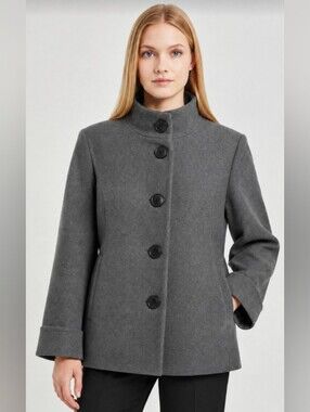 APOSTROPHE! CHARCOAL GRAY FINE WOOL BLEND, LARGE BUTTON FRONT COAT, JACKET! XL